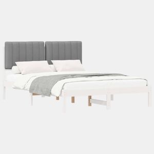 Estrutura de Cama de casal moderno com Cabeceira Estofada Cinzento-claro