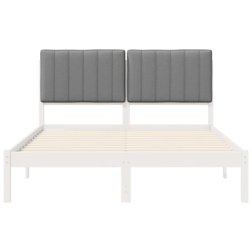 Estrutura de Cama de casal moderno com Cabeceira Estofada Cinzento-claro