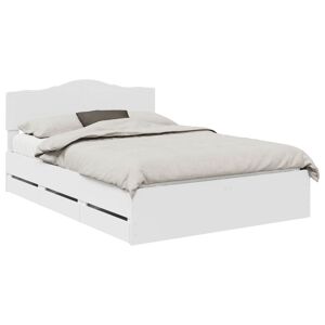 Estrutura De Cama De Casal Moderno - Branco 140 x 200 cm Madeira de Engenharia
