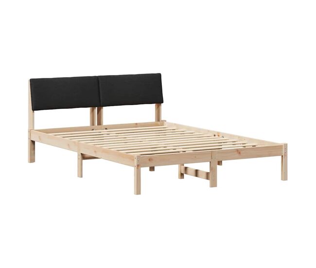 Estructura de cama matrimonial estilo con cabecera marrón y negro 140 x 190 cm