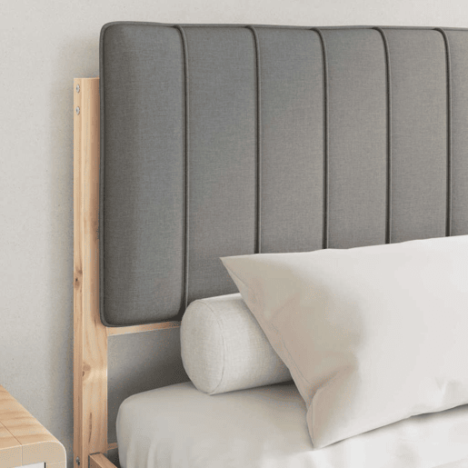 Estrutura de Cama de casal moderno com Cabeceira Estofada Cinzento-claro