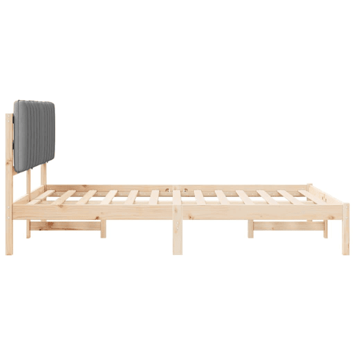 Estrutura de Cama de casal moderno com Cabeceira Estofada Cinzento-claro