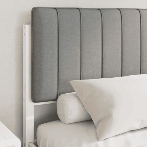 Estrutura de Cama de casal moderno com Cabeceira Estofada Cinzento-claro
