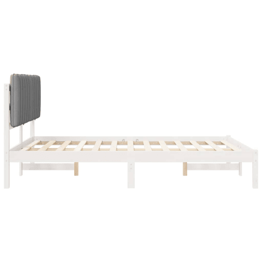 Estrutura de Cama de casal moderno com Cabeceira Estofada Cinzento-claro