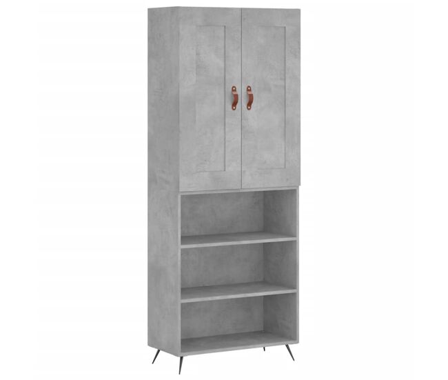 Aparador alto - mueble de almacenamiento madera contrachapada gris hormigón 69,5x34x180 cm es982