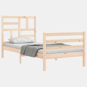Estrutura de cama de solteiro para adultos com cabeceira 100x200 cm madeira maciça