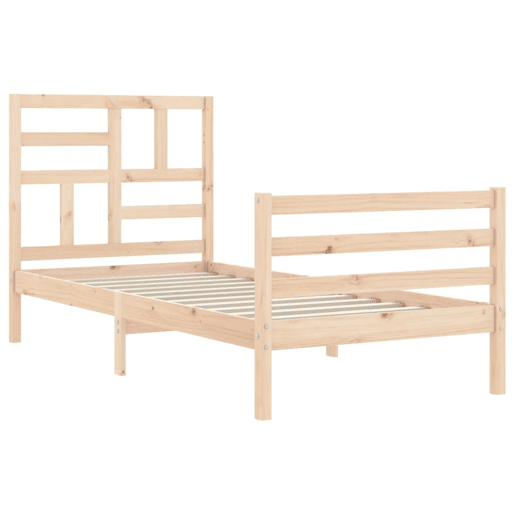 Estrutura de cama de solteiro para adultos com cabeceira 100x200 cm madeira maciça
