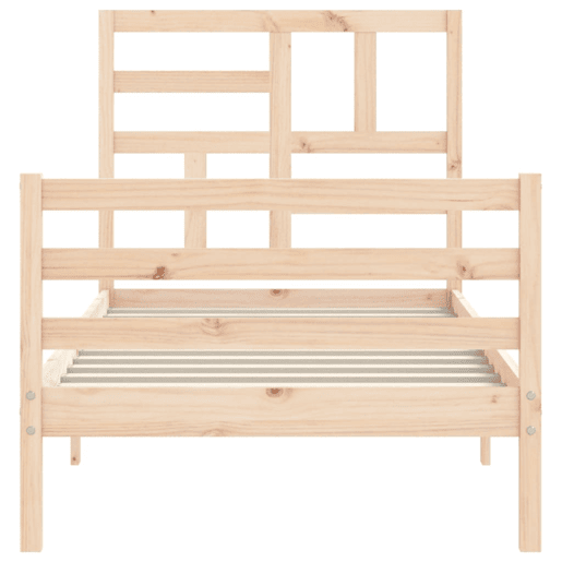 Estrutura de cama de solteiro para adultos com cabeceira 100x200 cm madeira maciça