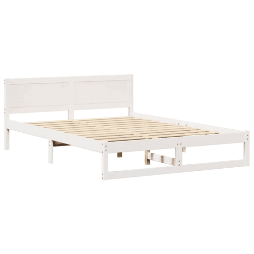 Estrutura da Cama de casal simple com cabeceira Branco 140 x 200 cm Estrutura da Cama de casal simple com cabeceira Branco 140 x 200 cm