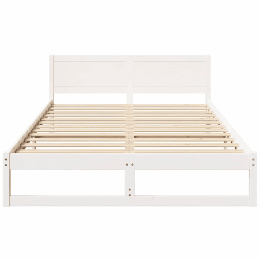 Estrutura da Cama de casal simple com cabeceira Branco 140 x 200 cm Estrutura da Cama de casal simple com cabeceira Branco 140 x 200 cm