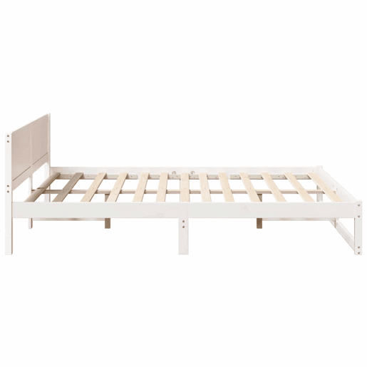 Estrutura da Cama de casal simple com cabeceira Branco 140 x 200 cm Estrutura da Cama de casal simple com cabeceira Branco 140 x 200 cm