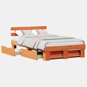 Estrutura de cama de casal simple com cabeceira - Marrom Cera 140 x 190 cm