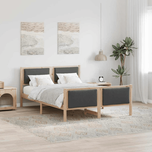 Estrutura De Cama De Casal Moderno - Cinza Escuro 135 x 190 cm tecido