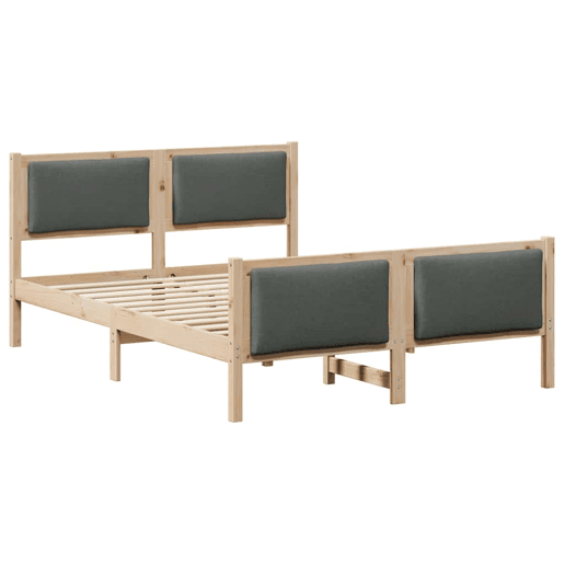 Estrutura De Cama De Casal Moderno - Cinza Escuro 135 x 190 cm tecido
