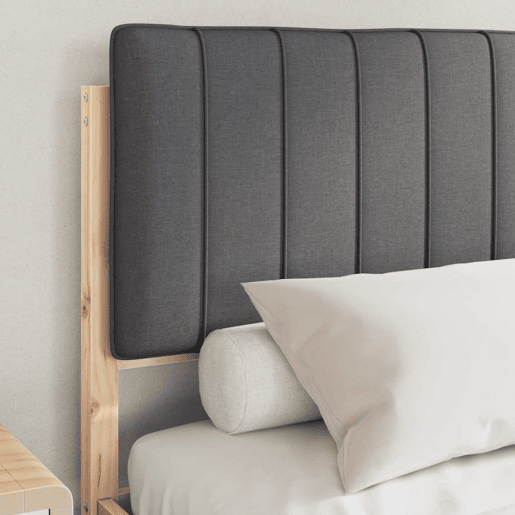 Estrutura de Cama de casal moderno com Cabeceira Estofada Cinza Escuro