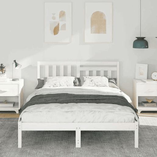 Estrutura da Cama de casal simple com cabeceira Branco 140 x 190 cm