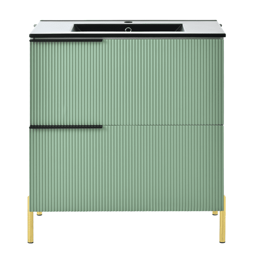 Móvel de casa de banho com 1 lavatório - com gavetas, MDF, organizador, cerâmica - Verde