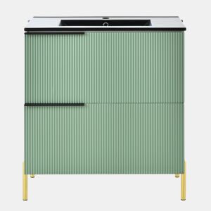Móvel de casa de banho com 1 lavatório - com gavetas, MDF, organizador, cerâmica - Verde