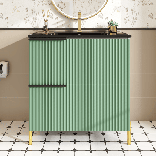 Móvel de casa de banho com 1 lavatório - com gavetas, MDF, organizador, cerâmica - Verde