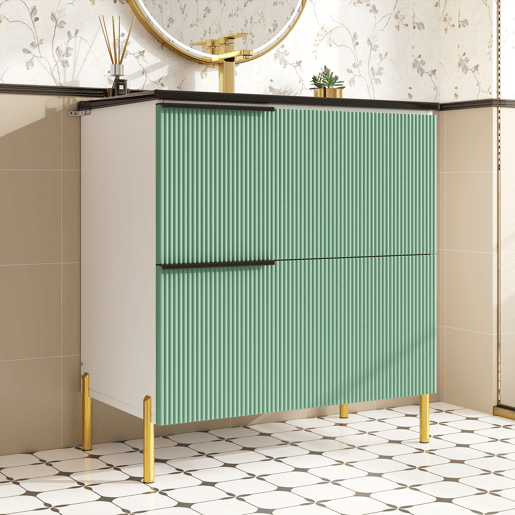 Móvel de casa de banho com 1 lavatório - com gavetas, MDF, organizador, cerâmica - Verde