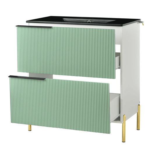 Móvel de casa de banho com 1 lavatório - com gavetas, MDF, organizador, cerâmica - Verde