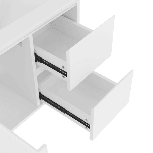 Armário de casa de banho suspenso 76x46x50 cm - LED, duas gavetas, prateleiras, lavatório integrado - Branco