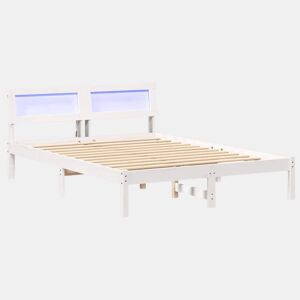 Estrutura da Cama de casal simple Branco 140 x 190 cm Madeira de pinho maciça