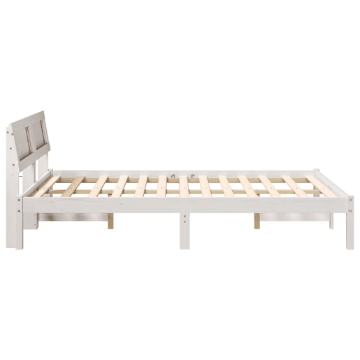 Estrutura da Cama de casal simple Branco 140 x 190 cm Madeira de pinho maciça