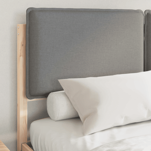 Estrutura de Cama de casal moderno com Cabeceira Estofada Cinzento-claro
