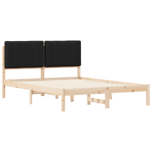 Estrutura de Cama de casal moderno com Cabeceira Estofada Preto 140 x 190 cm