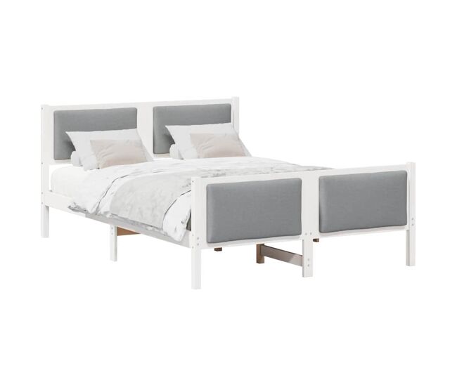 Estructura de cama matrimonial comodidad con cabecera - gris claro 135 x 190 cm tela