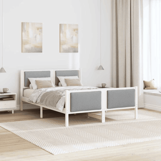 Estrutura da Cama de casal simple Cinzento-claro 135 x 190 cm tecido