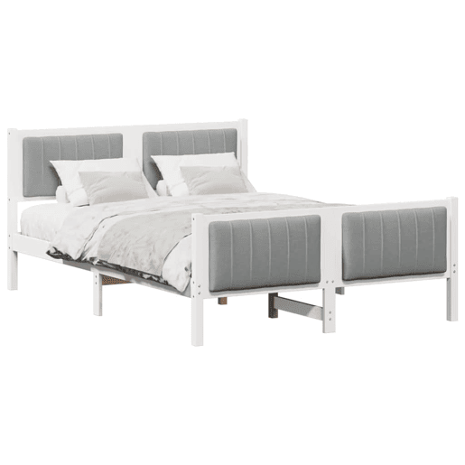 Estrutura De Cama De Casal Simple - Branco e cinza claro 140 x 200 cm