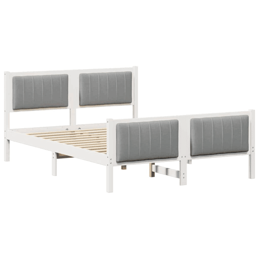 Estrutura De Cama De Casal Simple - Branco e cinza claro 140 x 200 cm