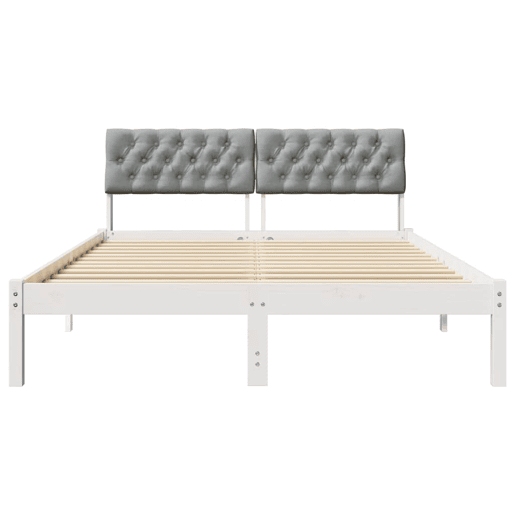 Estrutura De Cama De Casal Simple - Branco e cinza claro 140 x 190 cm