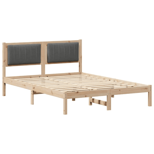 Estrutura de Cama de casal moderno com Cabeceira Estofada Cinza Escuro