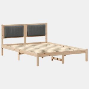 Estrutura de Cama de casal moderno com Cabeceira Estofada Cinza Escuro