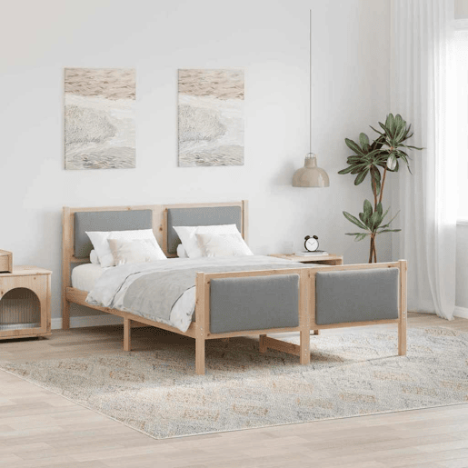 Estrutura da Cama de casal simple Cinzento-claro 140 x 190 cm tecido
