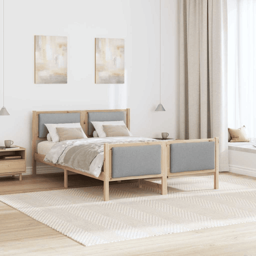 Estrutura da Cama de casal simple Cinzento-claro 140 x 190 cm tecido