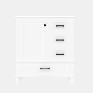 Armário de casa de banho 76x46x83,5 cm - Com lavatório, 3 gavetas silenciosas, prateleira na porta - Branco