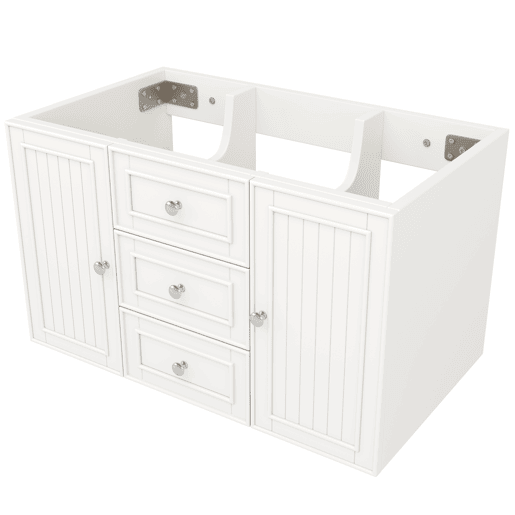 Móvel de casa de banho suspenso 78,5 x 46 x 46,8 cm - 3 gavetas, muito espaço de arrumação - Branco