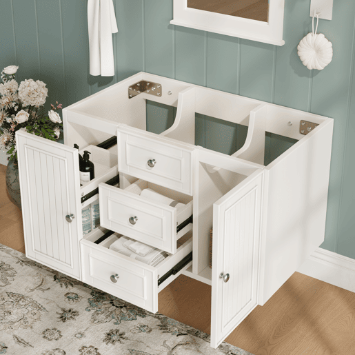 Móvel de casa de banho suspenso 78,5 x 46 x 46,8 cm - 3 gavetas, muito espaço de arrumação - Branco