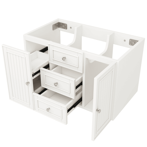Móvel de casa de banho suspenso 78,5 x 46 x 46,8 cm - 3 gavetas, muito espaço de arrumação - Branco
