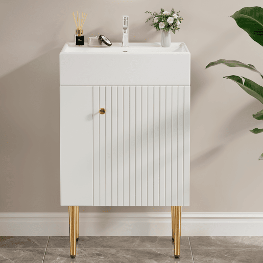 Móvel de casa de banho 55 cm - Lavatório com armário inferior, móveis para casas de banho pequenas - Branco Móvel de casa de banho 55 cm - Lavatório com armário inferior, móveis para casas de banho pequenas - Branco