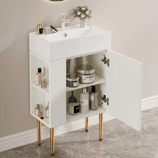Móvel de casa de banho 55 cm - Lavatório com armário inferior, móveis para casas de banho pequenas - Branco Móvel de casa de banho 55 cm - Lavatório com armário inferior, móveis para casas de banho pequenas - Branco