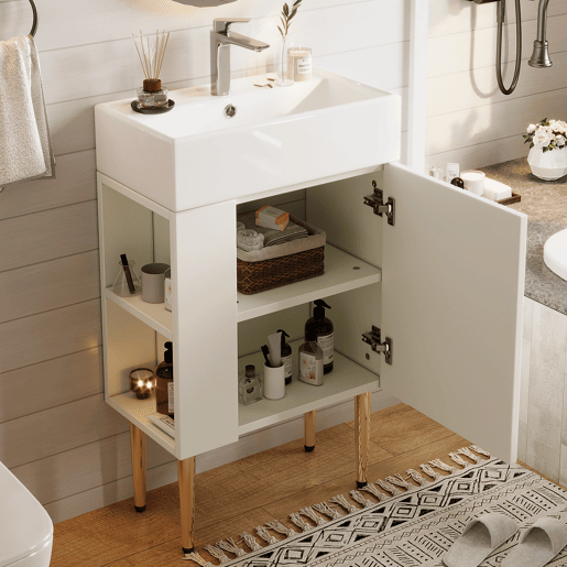 Móvel de casa de banho 55 cm - Lavatório com armário inferior, móveis para casas de banho pequenas - Branco Móvel de casa de banho 55 cm - Lavatório com armário inferior, móveis para casas de banho pequenas - Branco