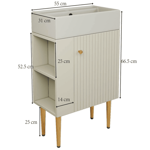 Móvel de casa de banho 55 cm - Lavatório com armário inferior, móveis para casas de banho pequenas - Branco Móvel de casa de banho 55 cm - Lavatório com armário inferior, móveis para casas de banho pequenas - Branco