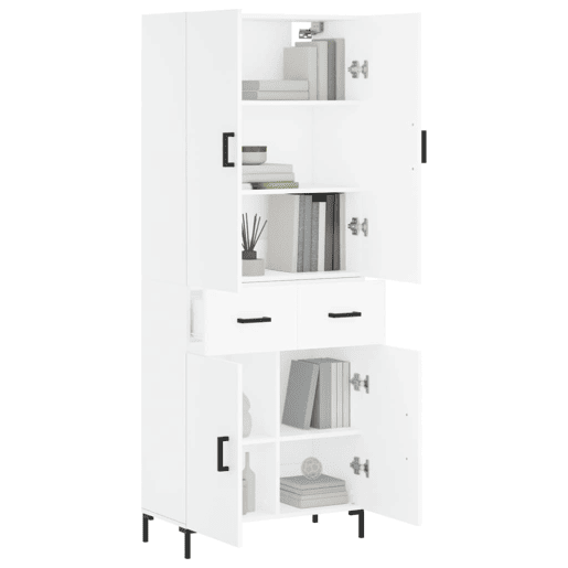 Armário alto - Bufete - Móvel de apoio 69,5x34x180 cm derivados de madeira branco pt676