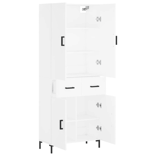 Armário alto - Bufete - Móvel de apoio 69,5x34x180 cm derivados de madeira branco pt676