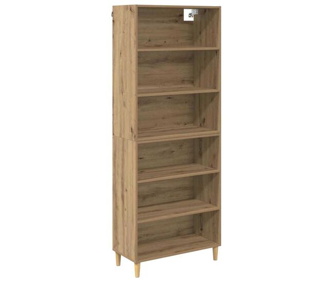 Aparador alto - mueble de almacenamiento roble artesanal 69,5 x 32,5 x 180 cm es1548